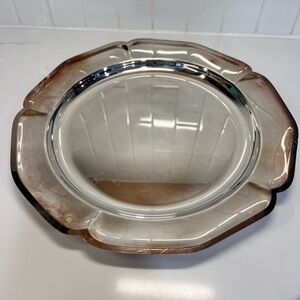 Vintage Silver Serving Tray Plate Scalloped Edges Tudor Rose